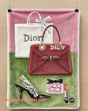 Dior Luxury Fashion Illustration Flannel Throw Blanket Sofa Cover Blanket D404